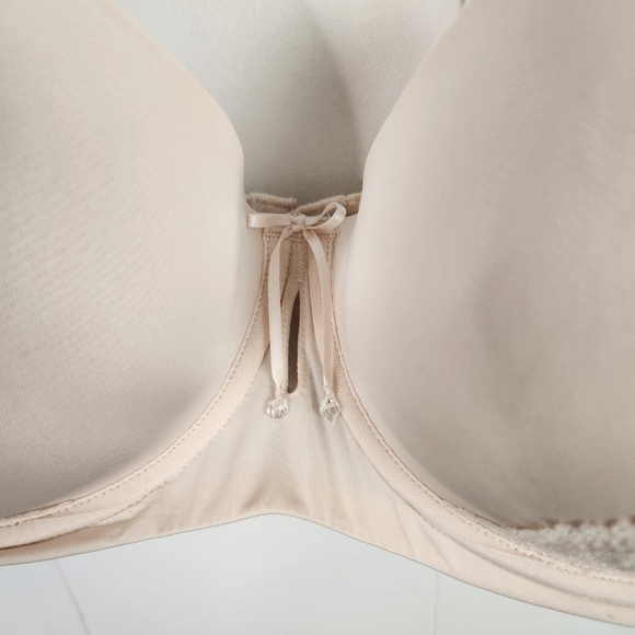 Ashley Graham Diva Demi Cup Underwire Bra Beige Lace Lightly Lined 38DDD 38F - Picture 4 of 10